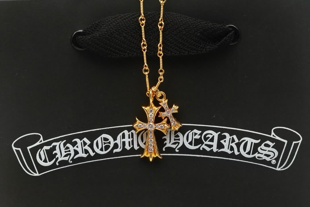 Chrome Hearts Gold Cross Pendant Necklace